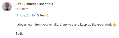 Reader testimonial