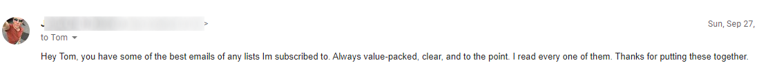 Reader testimonial