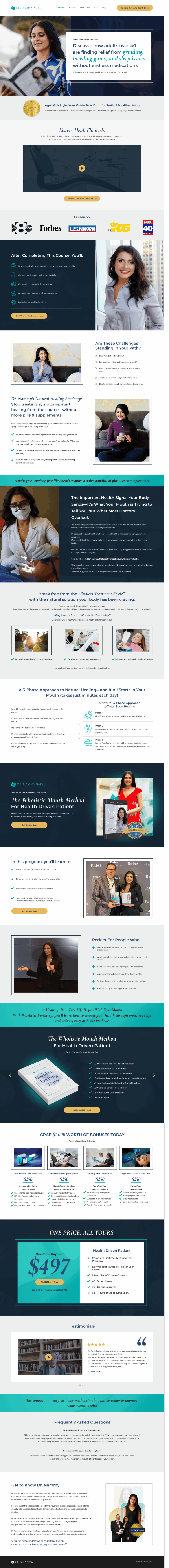DR. Nammy Patel sales page after repositioning