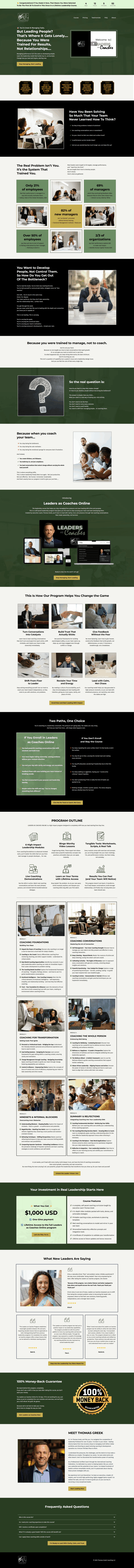 Thomas Greek Coaching LLC sales page after repositioning