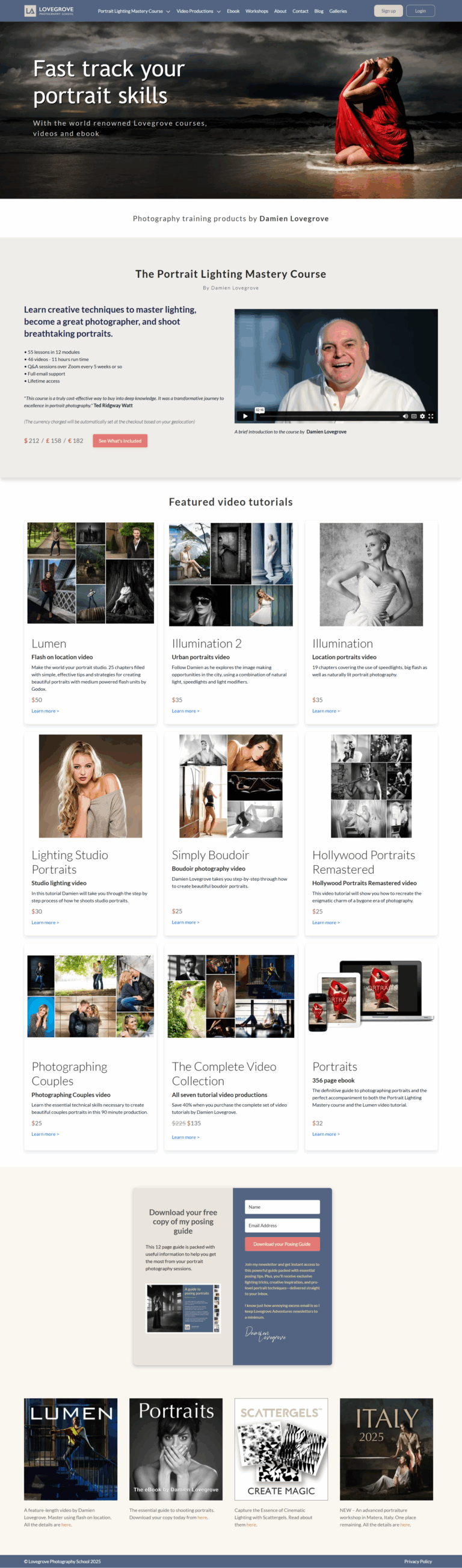 Lovegrove sales page before repositioning