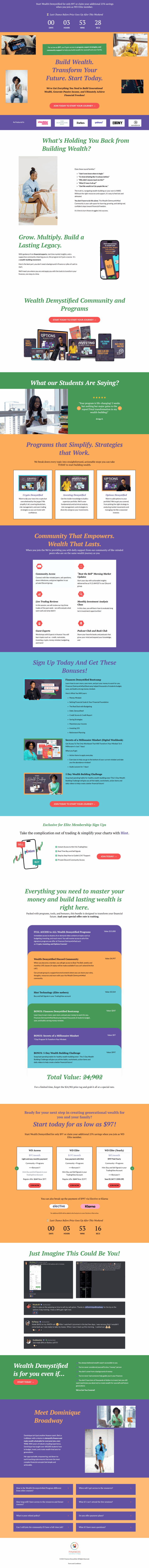 Finance demysitified sales page before repositioning