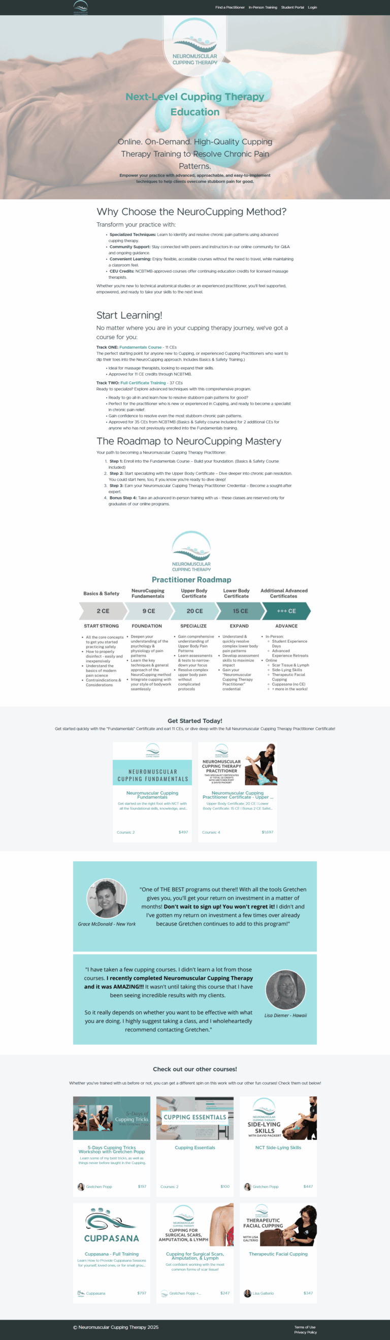 Neuromuscular training template sales page before repositioning