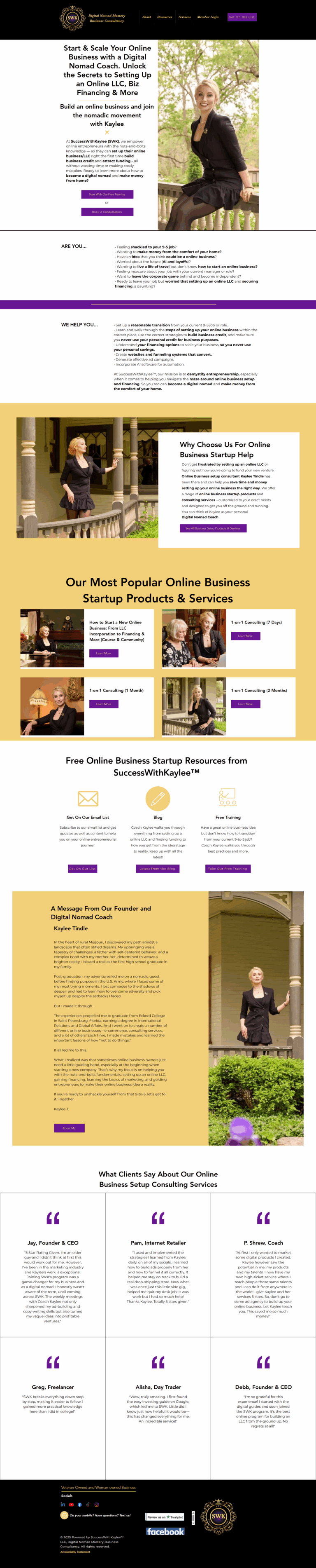Success with Kaylee sales page before repositioning
