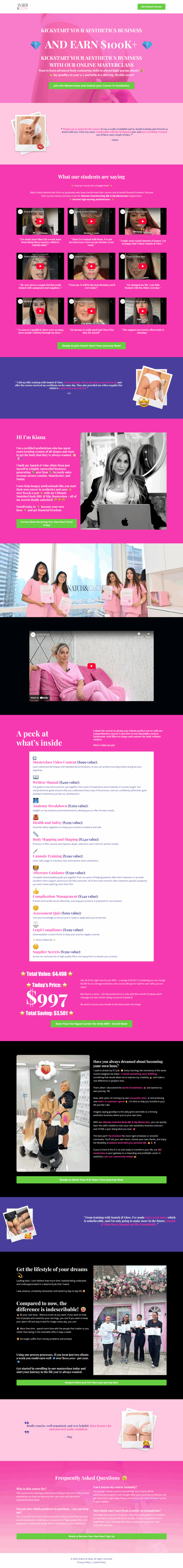 snatch and glow sales page before repositioning