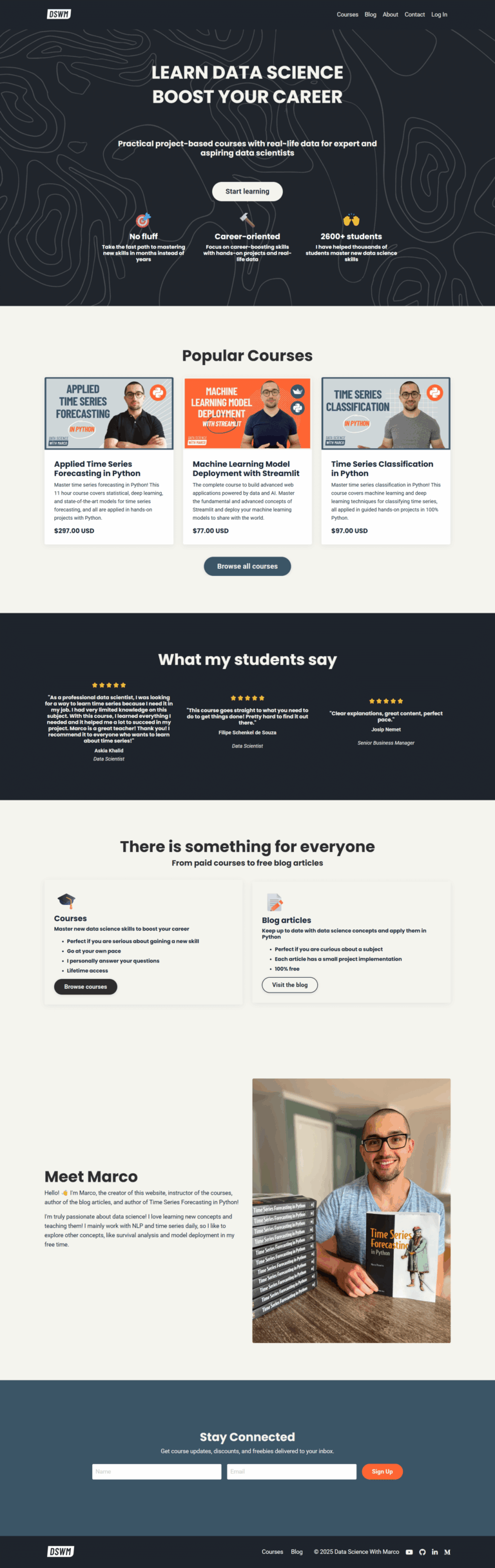 Data Science with Marco sales page before repositioning