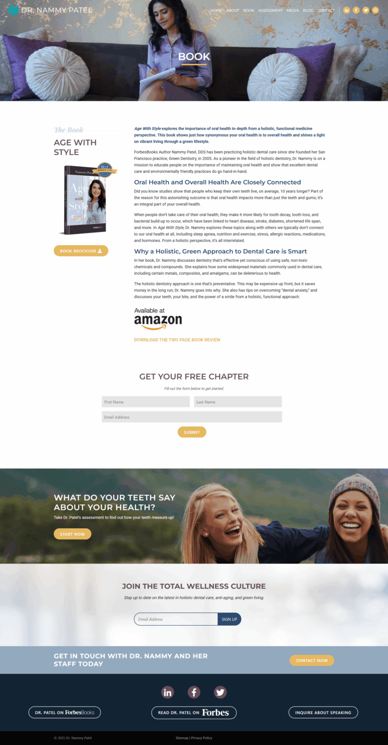 DR. Nammy Patel sales page before repositioning