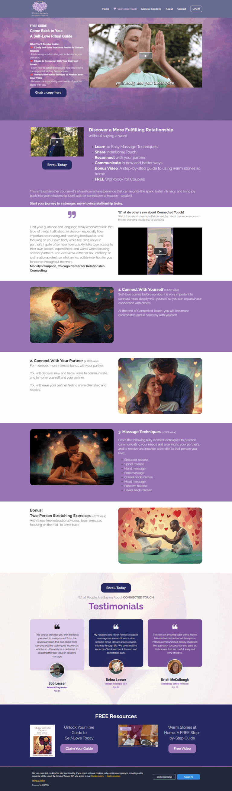 Body Mind Connection sales page before repositioning
